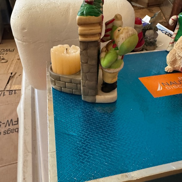 Vtg Little Boy Hanging His Stocking Tea Light Candle Holder Figurine " - Picture 2 of 4